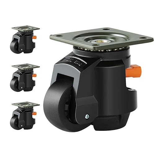 VEVOR 4er-Set Lenkrolle φ63,5mm Möbelrolle 360 Grad drehbar Transportrolle 1Tonne Tragfähigkeit Schwerlastrolle aus Nylon Nivellierrolle Lastrolle Laufrolle für Holzregale Möbel Werkbänke von VEVOR