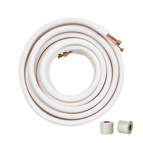 VEVOR 50FT Mini-Split-Leitungsset, Kupferrohre mit 1/4 Zoll und 1/2 Zoll Außendurchmesser und dreischichtiger Isolierung, für Mini-Split-Klimaanlagen, Kältemittel- oder Wärmepumpengeräte und HVAC mit VEVOR 50FT Mini-Split-Leitungsset, Kupferrohre mit 1/4 Zoll und 1/2 Zoll Außendurchmesser und dreischichtiger Isolierung, für Mini-Split-Klimaanlagen, Kältemittel- oder Wärmepumpengeräte und HVAC mit von VEVOR