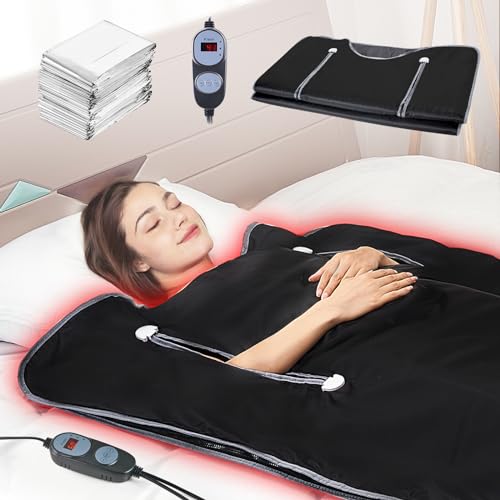 VEVOR 520W Infrarot Saunadecke 1900x900mm Sauna Blanket 1-6 Stufen (35°C-85°C) Infrarotdecke 40-Minuten-Fettverbrennung Heizdecke 5-Schicht-Sicherheitsmaterialien Heizmatte Körper Abnehmen Fitness von VEVOR