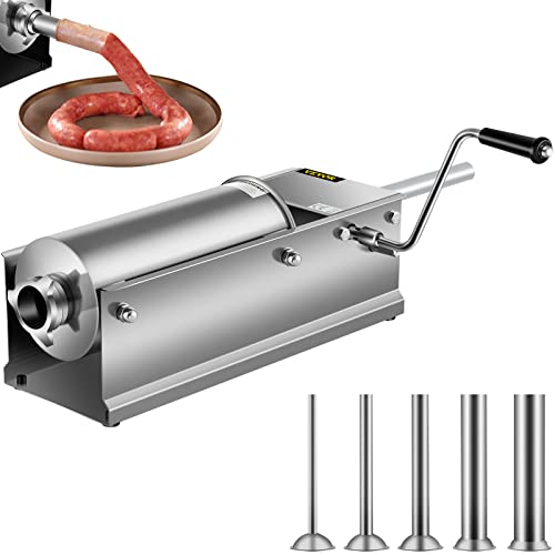 VEVOR 5L Wurstfüller Fleischwölfe Wurstmaschine Wurstfüllmaschine Horizontal Edelstahl Wurstspritze 3L 5L 7L(5L) von VEVOR