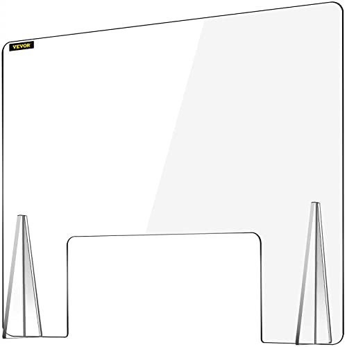 VEVOR 60 x 120 cm Schreibtisch Trennwand Plexiglas, 23,6 x 47,2 Zoll Spuckschutz, Acrylglas Sichtschutz Thekenaufsatz Durchreiche Lärm reduzieren physische Trennung Banken Kliniken Schulen Büro von VEVOR