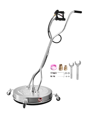 VEVOR 612 mm Hochdruckreiniger-Oberflächenreiniger, Flächenreinigungsaufsatz aus Edelstahl mit 4 Rädern, max. 276 Bar, 0,95 cm Anschlussstück, 2 Sprühdüsen für Betonterrassen-Gehwege von VEVOR