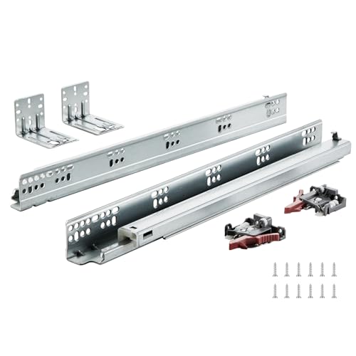 VEVOR 6x Schubladenschienen 467 x 61 x 54 mm Auszugsschienen 45,4 kg(Statisch)/36,3 kg(Dynamisch) Soft-Close Schienen für Schubladen Vollauszug Kohlenstoffstahl Schubladen Schienensystem von VEVOR