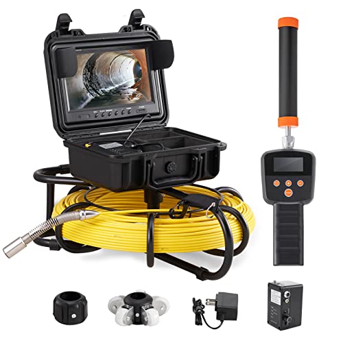 VEVOR 9"Inspektionskamera 91,5m Rohrkamera 720P Kanalkamera 512Hz-Ortungsgerät Endoskop-Kamera 12V 4500mAh Lithium-Akku 6Stunden Rohrinspektionskamera IP68 Für Abwasserkanäle Abwassersysteme Abflüsse von VEVOR