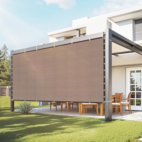 VEVOR 90% Sonnenschutztuch Sichtschutz Schattenabdeckung (305 x 366 cm) für Pergola mit Edelstahlösen, Sonnensegeltuch mit 140 g/m² HDPE-Material, für Outdoor Terrasse Garten Hinterhof (braun) von VEVOR