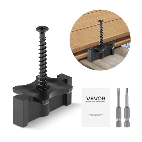 VEVOR 90x versteckte Befestigungen, Abstandshalter Terrassendielen, universelle Verbund-T-Clips & Kunststoffbefestigungen mit Schrauben, geeignet für 6,5-mm-Plattenabstände & 10 mm Plattenhöhe von VEVOR
