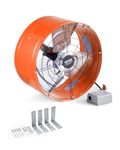 VEVOR Abluftventilator Dachboden, 380 x 200 mm, Luftabluftventilator mit einstellbarem Thermostat, Außengitter, 1650 CFM Luftstromkapazität, für Giebel, Dach, Garage, Werkstatt, Zuhause von VEVOR