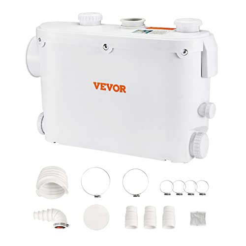 VEVOR Abwasser Hebeanlage 500W Fäkalienhebeanlage 8m Förderhöhe Abwasserpumpe 6600L/h Haushaltspumpe 2900U/min Schmutzwasserpumpe Eingebautes Rückschlagventil Wartungfrei WC Dusche Waschbecken von VEVOR