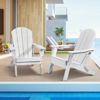 VEVOR Adirondack-Stuhl aus Kunststoff, 2er-Set, wetterfest, tragbar, klappbar, Feuerstellenstuhl, Adirondack-Terrassenstuhl Getränkehalter, mit von VEVOR