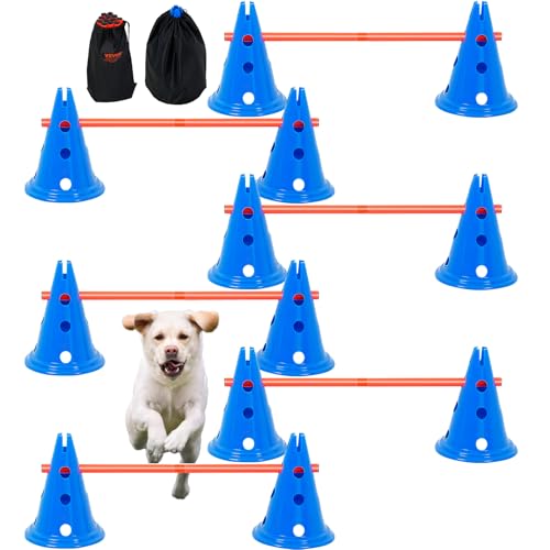 VEVOR Agility-Hürdenkegel-Set für Hunde,6 x Agility-Stangen, Agility-Trainingsgerät mit höhenverstellbarer Querstange, Starthilfe für Hindernisparcours für Welpen mit Aufbewahrungstasche für Kegel VEVOR Agility-Hürdenkegel-Set für Hunde,6 x Agility-Stangen, Agility-Trainingsgerät mit höhenverstellbarer Querstange, Starthilfe für Hindernisparcours für Welpen mit Aufbewahrungstasche für Kegel von VEVOR