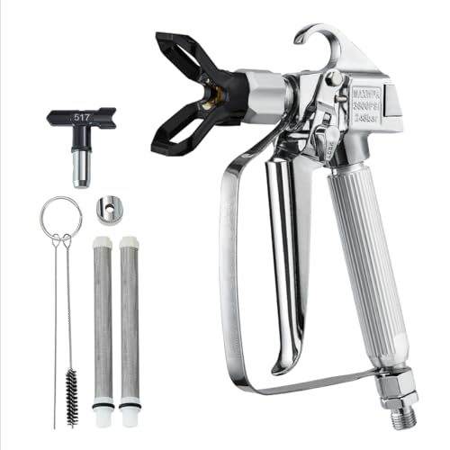 VEVOR Airless-Farbspritzpistole 3600 psi Hochdruck-Airless-Farbspritzpistole mit 517-Düse, Drehgelenk-Airless-Spritzpistolen-Set mit Filtern, Reinigungsnadel und Bürste, für Airless-Spritzmaschine VEVOR Airless-Farbspritzpistole 3600 psi Hochdruck-Airless-Farbspritzpistole mit 517-Düse, Drehgelenk-Airless-Spritzpistolen-Set mit Filtern, Reinigungsnadel und Bürste, für Airless-Spritzmaschine von VEVOR