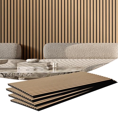 VEVOR Akustikpaneele, Akustikplatte, 1200 x 600 mm, MDF-Akzent-Holzwandpaneele für moderne Innenwanddekoration, Kunstholz-Wandplatten zur Geräuschreduzierung, helle Eiche, 4er-Set VEVOR Akustikpaneele, Akustikplatte, 1200 x 600 mm, MDF-Akzent-Holzwandpaneele für moderne Innenwanddekoration, Kunstholz-Wandplatten zur Geräuschreduzierung, helle Eiche, 4er-Set von VEVOR
