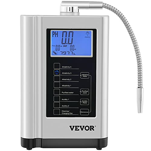 VEVOR Alkaline Säurewasser Maschine, 3,5-10,5 pH 7 Modi Startseite Alkaline Wasser Filter, 600 bis -500 mV Wasser-Ionisator Wasserfiltermaschine, 50-1000 mg/l TDS Wasser-Filter Reinigungsmaschine von VEVOR