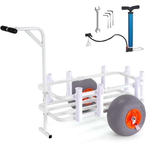 VEVOR Angelwagen Aluminium Transportwagen mit 2 PU-Rädern Transportkarre Angeln 1310x820x875mm Angelkarre 136kg Gewichtskapazität Angel Trolley Sackkarre Strandwagen Strandtrolley von VEVOR