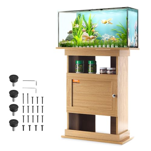 VEVOR Aquariumständer, 20 Gallonen Fischtankständer, 64 x 40 x 72 cm MDF Schildkrötentankständer, 76 kg Tragkraft, Reptilientankständer mit Aufbewahrung, Schrank und Hardware-Kit, Lindenholzfarbe von VEVOR