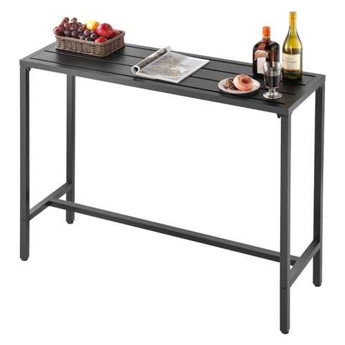 VEVOR Bartisch, 1200 x 375 x 980 mm, Bistrotisch, Stehtisch mit Metallgestell, rechteckige Esstische, Küchentisch, Tresentisch, Partytisch, Gartenmöbel für Balkon, Garten, Poolrand von VEVOR