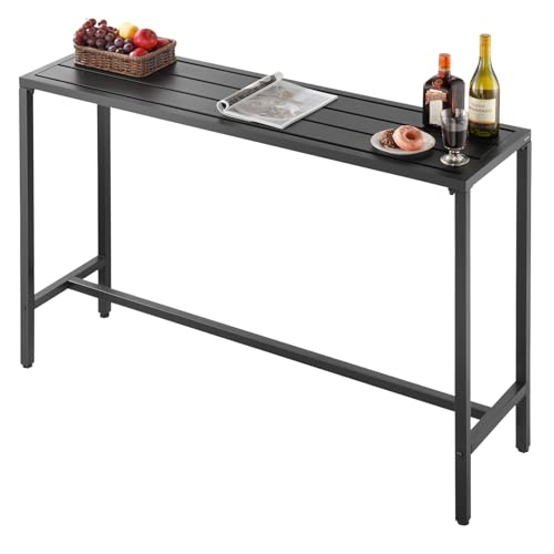 VEVOR Bartisch, 1400 x 375 x 980 mm, Bistrotisch, Stehtisch mit Metallgestell, rechteckige Esstische, Küchentisch, Tresentisch, Partytisch, Gartenmöbel für Balkon, Garten, Poolrand von VEVOR