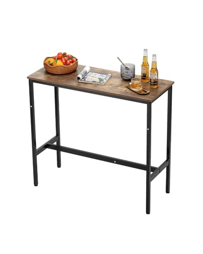 VEVOR Bartisch Bistrotisch Kneipentisch mit Metallrahmen, schmaler & Langer Küchentisch Esstisch (991 x 406 x 902 mm), Ausstellungstisch für Wohnzimmerpartys Pubs Esszimmer Cafés, Braun & Schwarz von VEVOR