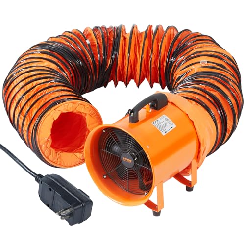 VEVOR Bauventilator 900-W-AC-Motor Baugebläse 2850 U/min Baulüfter Gebläse 5175 CFM (8792 m3/h) Axiallüfter 10 m Schlauch Axialgebläse 79 dB Geräuschpegel Industrielüfter IP44 von VEVOR
