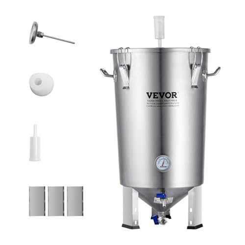 VEVOR Bierbrauanlage Bierbraugerät Edelstahl 30 L Bierfermenter, Braueimer-Fermenter zum Brauen, Heimbrauzubehör mit Sockel, Kessel-Suppentopf inkl. Deckel, Griff, Ventil, Zapfhahn von VEVOR