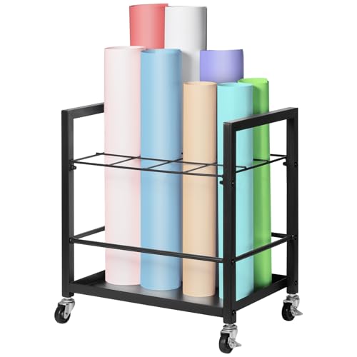 VEVOR Blaupausen Aufbewahrungsregal, Blaupausenhalter mit 12 Fächern und Rädern, mobiler Blaupausen Aufbewahrungswagen aus Metall für Karten, Poster, Architektur-Baupläne, zu Hause, Büro, Schule von VEVOR