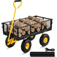 VEVOR Bollerwagen 408kg Belastbar Gerätewagen Gartenwagen Stahlrahmen Handwagen 82cm Griff Gartenkarre 2m Seil Geeignet für Rasenflächen Höfe Strände von VEVOR