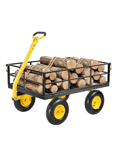 VEVOR Bollerwagen 544,31 kg, Transportwagen, Gartenwagen, Gerätewagen, 2-in-1-Handwagen mit 13-Zoll-All-Terrain-Reifen, abnehmbaren Seitenteilen aus Netzmaterial und um 180° drehbarem Griff von VEVOR