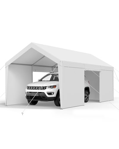 VEVOR Carport, 3,65x6,09x3,02 m Autoüberdachung, Zeltgarage mit abnehmbaren Seitenwänden & Tür, Autounterstand, UV-beständig und wasserabweisend, Ganzjahresschutz für Auto und Boot, weiß VEVOR Carport, 3,65x6,09x3,02 m Autoüberdachung, Zeltgarage mit abnehmbaren Seitenwänden & Tür, Autounterstand, UV-beständig und wasserabweisend, Ganzjahresschutz für Auto und Boot, weiß von VEVOR
