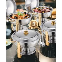 VEVOR Chafing Dish Buffet Speisenwärmer mit 4 Behältern in voller Größe (4,7 L pro), runder Catering-Wärmespender mit Deckel & Wasserpfanne & von VEVOR
