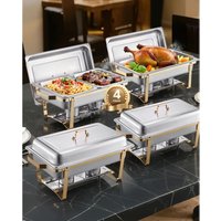 Chafing Dish Set Speisenwärmer Edelstahl mit 2 Pfannen in voller Größe (7,5 l) & 4 halbgroßen Pfannen (4 l), rechteckiger Catering-Wärmespender mit von VEVOR