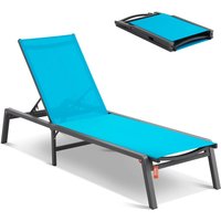 VEVOR Chaiselongue-Sessel für den Außenbereich, Aluminium-Terrassen-Loungesessel mit 5 verstellbaren Positionen, klappbarer Pool-Loungesessel mit von VEVOR