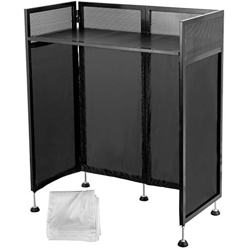 VEVOR DJ-Fassadentisch 51 x 101,5 x 115 cm, flache DJ-Pult-Tischplatte 51 x 115 cm, DJ-Event-Fassade mit weißem und schwarzem Gelege, klappbarer DJ-Pult-Metallrahmen, faltbarer Abdeckschirm von VEVOR