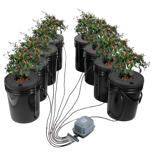 VEVOR DWC Hydroponics Grow System, Hydroponisches Anbausystem, Deep Water Culture 5-Gallonen 8 Eimer, DWC-System mit Luftpumpe, Luftsteinen und Wasserstandsanzeige für Blattgemüse VEVOR DWC Hydroponics Grow System, Hydroponisches Anbausystem, Deep Water Culture 5-Gallonen 8 Eimer, DWC-System mit Luftpumpe, Luftsteinen und Wasserstandsanzeige für Blattgemüse von VEVOR