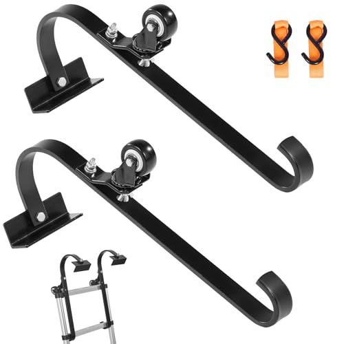 VEVOR Dachleiterhaken, 2er-Set Dachhaken mit festem Rad und Schwenkstange, Leiterstabilisator aus hochbelastbarem Stahl, Dachfirstverlängerung zur Schadensverhütung, Leiterhaken Tragkraft bis 272 kg von VEVOR