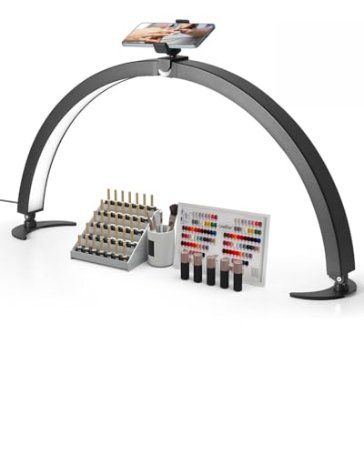 VEVOR Desktop Halbmondlicht für Nägel mit Telefonhalter (40 W 735 mm lang) Nageltechniklicht, Nageltischlampe mit einstellbarer Helligkeit, LED-Tischleuchte für Nageltechniker Wimpernverlängerung von VEVOR
