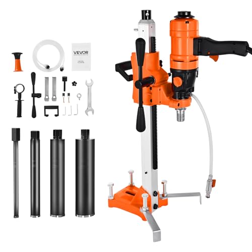 VEVOR Diamantkernbohrmaschine Kernbohrgerät, 202 mm max. Bohrdurchmesser, 2 in 1 Diamantbohrer 1500 W mit 4 Bohrern & einstellbarer Drehzahlen (1000/2500 U/min) für Beton Ziegel Stein von VEVOR