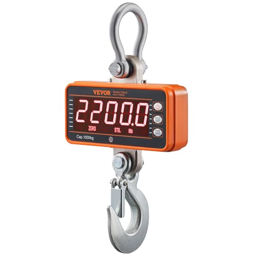 VEVOR Digitale Hängewaage 9 bis 1000kg Kranwaage lbs/kg/N Zugwaage 0,2kg Genauigkeit Wildwaage Industriewaage LED-Display Hängende Waage Mini tragbare Waage mit Fernbedienung 9 Funktionen VEVOR Digitale Hängewaage 9 bis 1000kg Kranwaage lbs/kg/N Zugwaage 0,2kg Genauigkeit Wildwaage Industriewaage LED-Display Hängende Waage Mini tragbare Waage mit Fernbedienung 9 Funktionen von VEVOR