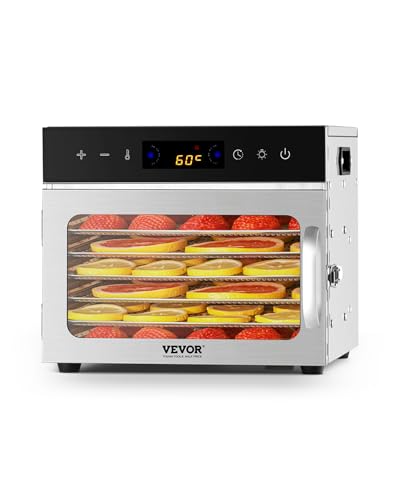 VEVOR Dörrgerät Dörrautomat 6 Edelstahlschalen, elektrischer 400 W Futtertrockner mit einstellbarer Temperatur, Gefriertrockner für Trockenfleisch Fleisch Obst Gemüse Kräuter Hundeleckerlis VEVOR Dörrgerät Dörrautomat 6 Edelstahlschalen, elektrischer 400 W Futtertrockner mit einstellbarer Temperatur, Gefriertrockner für Trockenfleisch Fleisch Obst Gemüse Kräuter Hundeleckerlis von VEVOR