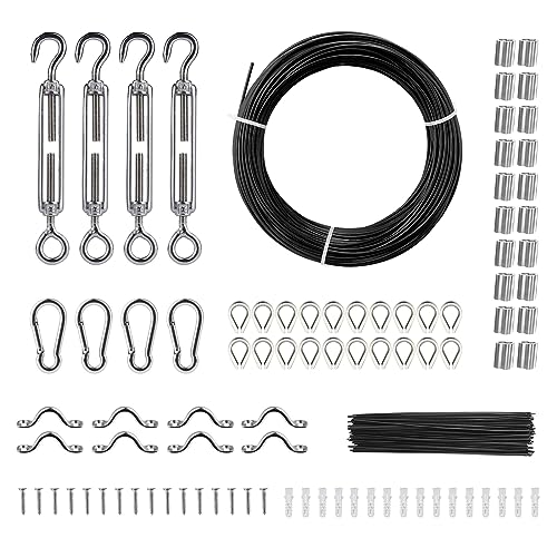 VEVOR Drahtseil 50 m x 1,59 mm Stahlseil Edelstahlseil 7x7-Muster Edelstahldraht Edelstahl 304 + PVC-Beschichtung Rankdraht Drahtkabel Ideal für Lichterketten Dekorationen Wäscheleine von VEVOR