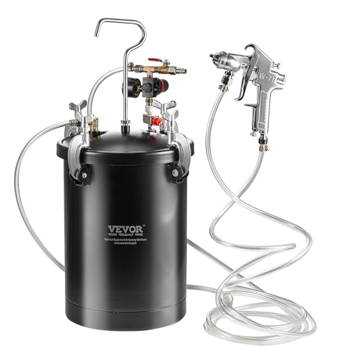 VEVOR Druckbehälter für Sprühfarbe, 15 L Druckbehälter, 60 psi einstellbarer Druck, Stahl-Druckbehälter-Farbbehälter mit Spritzpistole, Schläuchen, Druckmesser, für Heimdekoration, Industrielackierung von VEVOR