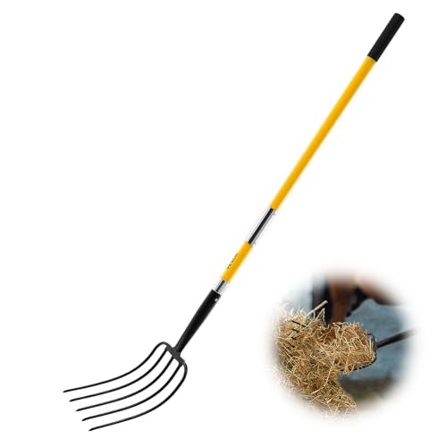 VEVOR Dunggabel 1450 mm, 5-Zinken-Heugabel mit Fiberglasstiel, Mistgabel, Mistforke, Gartenforke, Spatengabel aus geschmiedetem Stahl für Heu, Kartoffelkompostierung, Umpflanzen und Belüftung VEVOR Dunggabel 1450 mm, 5-Zinken-Heugabel mit Fiberglasstiel, Mistgabel, Mistforke, Gartenforke, Spatengabel aus geschmiedetem Stahl für Heu, Kartoffelkompostierung, Umpflanzen und Belüftung von VEVOR