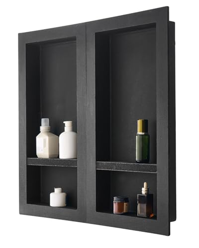 VEVOR Duschnische, 40,6 x 81,3 cm + 40,6 x 81,3 cm Wandnische mit beweglichem Regal, 10,2 cm Dicker moderner Seifen- & Shampoo-Aufbewahrungs-Organizer, schwarz für Badezimmerdusche VEVOR Duschnische, 40,6 x 81,3 cm + 40,6 x 81,3 cm Wandnische mit beweglichem Regal, 10,2 cm Dicker moderner Seifen- & Shampoo-Aufbewahrungs-Organizer, schwarz für Badezimmerdusche von VEVOR