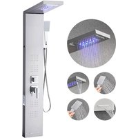 VEVOR Duschpaneel-Turmsystem (5 Modi) mit Regenwasserfall-Duschkopf & LED, (1345 mm) Duschsäule aus gebürstetem Edelstahl, Regenmassagesystem zur von VEVOR