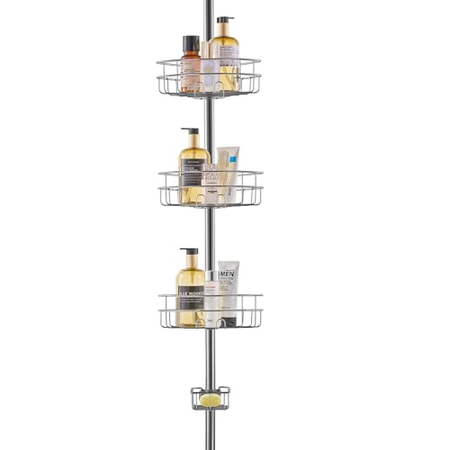 VEVOR Eckablage Duschablage Duschregal Eckduschablage 990-3175 mm hohe Spannstange, multifunktionale Aufbewahrung für die Dusche mit starker, tragfähiger Ablage geeignet für Badezimmer Waschräume von VEVOR