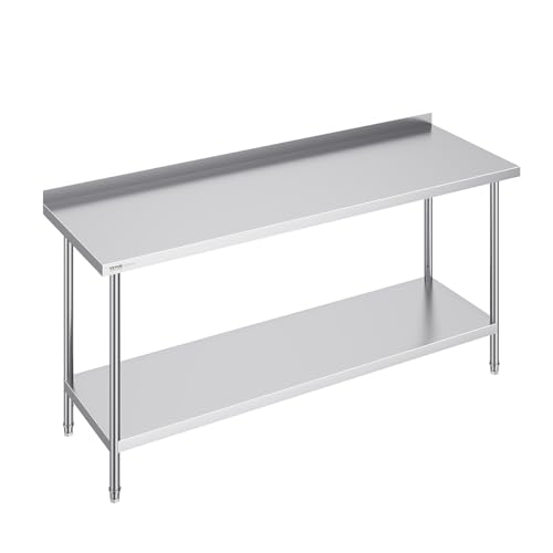 VEVOR Edelstahl-Arbeitstisch, gewerblicher Arbeitstisch zur Lebensmittelzubereitung, Arbeitstisch aus Metall mit Einstellbarer Höhe für Restaurant, Zuhause und Hotel 610 x 1829 x 914 mm VEVOR Edelstahl-Arbeitstisch, gewerblicher Arbeitstisch zur Lebensmittelzubereitung, Arbeitstisch aus Metall mit Einstellbarer Höhe für Restaurant, Zuhause und Hotel 610 x 1829 x 914 mm von VEVOR