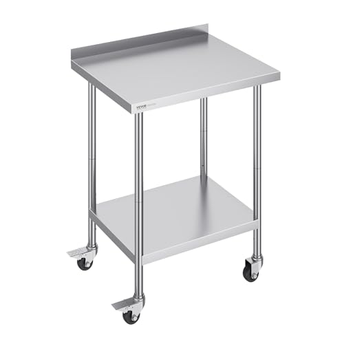 VEVOR Edelstahl-Arbeitstisch, kommerzieller Lebensmittelzubereitungs-Arbeitstisch mit Rollen, Vorbereitungsarbeitstisch, Arbeitstisch mit einstellbarer Höhe für Restaurant, Hotel 610 x 762 x 1005,6 mm VEVOR Edelstahl-Arbeitstisch, kommerzieller Lebensmittelzubereitungs-Arbeitstisch mit Rollen, Vorbereitungsarbeitstisch, Arbeitstisch mit einstellbarer Höhe für Restaurant, Hotel 610 x 762 x 1005,6 mm von VEVOR