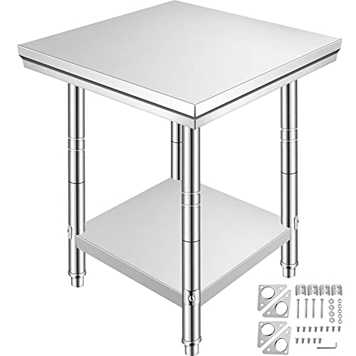 VEVOR Edelstahl Arbeitstisch 60 cm x 60 cm Essenszubereitung für die Zubereitung von Mahlzeiten, Nähen, Waschen, Basteln, Garagennutzung usw. von VEVOR