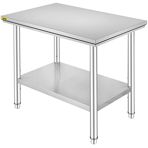 VEVOR Edelstahl Arbeitstisch 90 x 60 x 80 cm Essenszubereitung für die Zubereitung von Mahlzeiten, Nähen, Waschen, Basteln, Garagennutzung VEVOR Edelstahl Arbeitstisch 90 x 60 x 80 cm Essenszubereitung für die Zubereitung von Mahlzeiten, Nähen, Waschen, Basteln, Garagennutzung von VEVOR