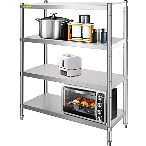 VEVOR Edelstahlregal Gastronomie 4 Böden Schwerlastregal Lagerregal 150 kg küchenregale standregal 1145 x 425 x 45 mm Standing Shelf Rack von VBENLEM