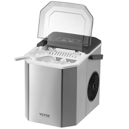 VEVOR Eiswürfelbereiter Eisbereiter Eiswürfelmaschine 9 Würfel in 6 Minuten, 11,8 kg / 24 h, tragbarer Eiswürfelbereiter mit Schaufel & Korb, Eismaschine mit 2 Größen für Küche Bar Silber VEVOR Eiswürfelbereiter Eisbereiter Eiswürfelmaschine 9 Würfel in 6 Minuten, 11,8 kg / 24 h, tragbarer Eiswürfelbereiter mit Schaufel & Korb, Eismaschine mit 2 Größen für Küche Bar Silber von VEVOR